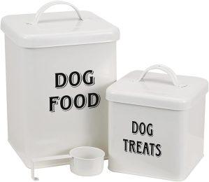Morezi Dog Food Storage Container Farmhouse Pet Food Treats holder with Lid and Scoop, Perfect Sturdy Canister Tins for Kitchen Countertop, Shelf, Great Gift for Pet Owners – Dog Food