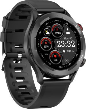 BRIBEJAT Smart Watch for Men Compatible with Samsung iPhone Android Phones (Dial/Answer Calls) Built-in Music Player Activity Tracker, Real-time Heart Rate & Sleep Monitor Pedometer, Gray