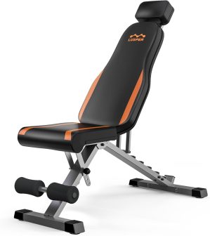 Lusper Adjustable Weight Bench Foldable – 660/800 Lb Stable Workout Bench, Extended head and neck protection design, 3 Sec Fast Folding Multi-Purpose for Full Body Workout