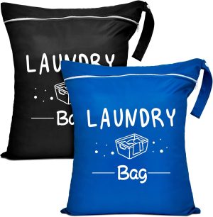 2 Pcs Large Travel Laundry Bag Waterproof Wet Dry Bag Washable Dirty Clothes Bag Bathing Suit Workout Bag for Gym Clothes Laundry Wet Clothes Swimming Yoga