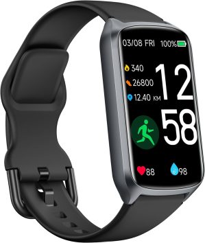 Health Fitness Tracker with 24/7 Heart Rate, Blood Oxygen, Blood Pressure, Sleep Tracker, 5ATM Waterproof Activity Trackers with Step Tracker, Pedometer (S & L Bands Included)…