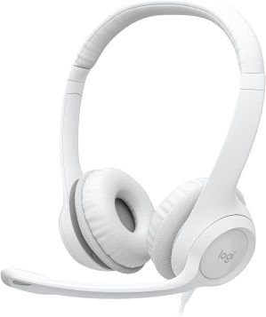 Logitech H390 Wired Headset for PC/Laptop, Stereo Headphones with Noise Cancelling Microphone, USB-A, in-Line Controls for Video Meetings, Music, Gaming and Beyond – Off White