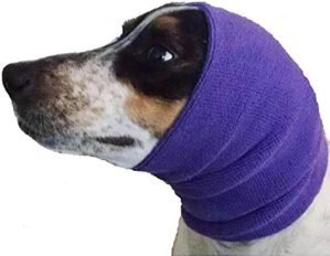 Happy Hoodie The Original Calming Band for Dogs & Cats – for Anxiety Relief – Noise Canceling for Fireworks, Thunderstorms, Pet Grooming & Force Drying – Dog Calming Aid Since 2008 (Large, Purple)