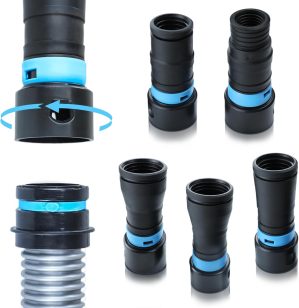 5 Dust Collection Hose Adapters Kit for Home and Shop Vacuum Hose System, Expanded Adapter Set Fits Most Woodworking Power Tools and Sanders, Compatible With Multi-Brands