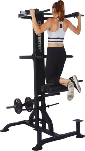 PowerTec Levergym Assisted Chin Up Bar and Dip Station, 400 lbs Max Load – Pullup Bar and Home Gym Equipment with Loaded Weights for Resistance Assist – Workout Equipment for Home Workouts