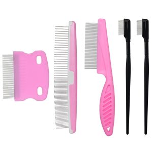 5Pcs Dog Eye Tear Stain Removal Combs Pet Grooming Kit,Comb for Large,Medium and Small Pets,Used to Gentle Remove Knots Crust Mucus floating hair Tangle Dandruff and Fleas Lice (Pink)