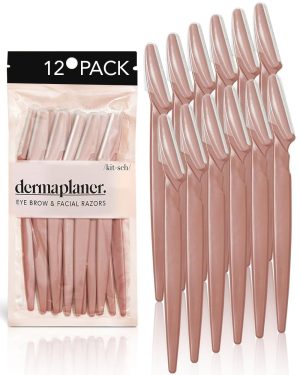 Kitsch Dermaplaning Tool – Face Razors for Women and Men, Eyebrow Trimmer & Face Shaver for Women, Facial Hair Removal for Women and Men, Dermaplane Razor for Women Face, 12 pc (Terracotta)