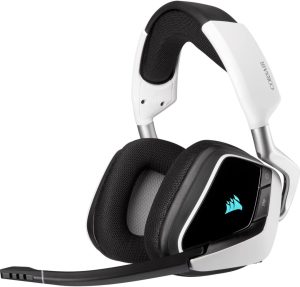 Corsair VOID RGB ELITE Wireless Gaming Headset – 7.1 Surround Sound – Discord Certified – iCUE Compatible – PC, Mac, PS5, PS4 – White