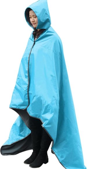 Outdoor Waterproof Camping Blanket – Hooded Fleece Windproof Blanket for Stadium, Sporting Events, Concert, Picnic, Car, Boat – Packable Camp Blanket for Cold Weather, Camping Gear Must Haves