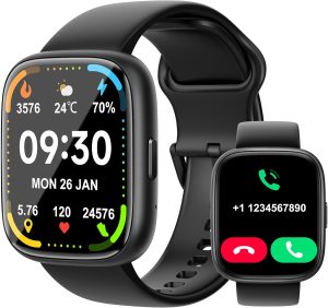 Smart Watch Bluetooth Call – Alexa Built-in 1.83″ HD Screen Fitness Smartwatch for Men Women with Sleep/spO2/Heart Rate Monitor,IP68 Waterproof IDW26 Smart Watches for Android iOS,BLACK