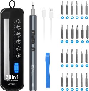 AMIR Electric Screwdriver 28 IN 1 Cordless Mini Power Precision Screwdriver Set with 24 Bits, Rechargeable Power Screwdriver for Phones Jewelers Laptops Watch