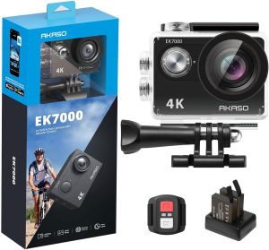 AKASO EK7000 4K30FPS 20MP WiFi Action Camera with EIS Ultra HD Underwater Camera 131FT Waterproof Camera Remote Control 4X Zoom Support External Microphone Black