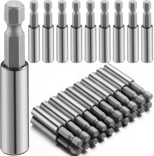 30 Pieces Magnetic Bit Holder 1/4″ Hex Power Tools Screwdriver Bit Extension Socket for Drill Bit, Nut, Screw, Impact Driver