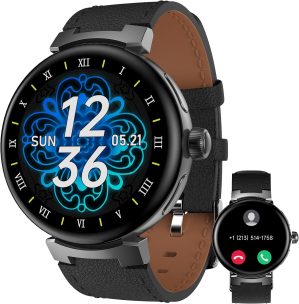 aigo Smart Watch for Men Women, Bluetooth Calling, 107 Sports Modes, Health Fitness Tracker with Heart Rate, Sleep Monitoring, 1.73″ HD Screen IP68 Waterproof Watches for Android iOS Phone, Black