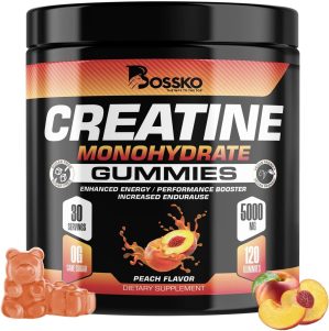 Creatine Monohydrate Gummies for Men & Women-5g of Creatine Monohydrate per Serving- Increase Strength and Build Muscle, Sugar Free, Vegan, Peach Flavor, 120 Count