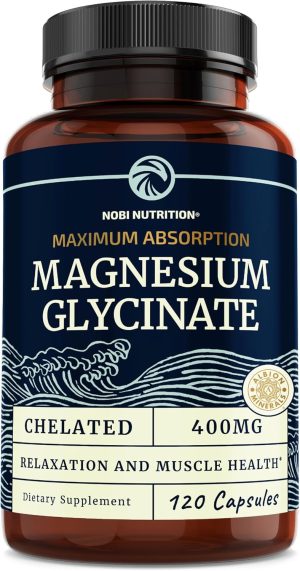 Magnesium Glycinate 400mg | High Absorption Formula for Sleep, Calm, Muscle Relaxation, Heart, Bone & Nerve Support for Women & Men | Chelated Magnesium Glycinate & Magnesium Supplement | 120 Capsules