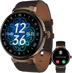 aigo Smart Watch for Men Women, Bluetooth Calling, Health Fitness Tracker with Heart Rate, Sleep Monitoring, 1.73″ HD Screen IP68 Waterproof Watches for Android iOS Phones, Copper