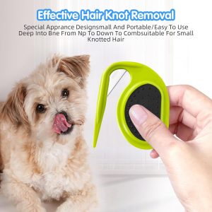 2PCS Pet Knotting Comb, 3 in 1 Knotting Comb Pet Grooming Tool, Small and Sharp, for Removing Tangled and Loosse Hair (Green*2)