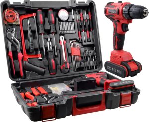 jar-owl Powerful Brushless Motor 21V Cordless Drill Set, 319 in-lb Torque, 0-1350RMP Variable Speed, 10MM 3/8” Keyless Chuck, 25+1 Clutch, 1.5Ah Li-Ion Battery & Charger for Home Tool Kit
