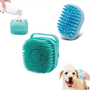 2Pack Dog Bath Brush – Dog Shampoo Brush Scrubber – Dog Bath Brush With Soap Dispenser – Dog Scrubber for Bath – Short Long Haired Dogs and Cats Washing – Pet Bath Massage Brush – Soft Silicone