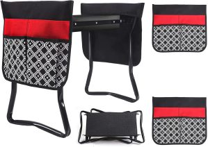 2-in-1 Garden Kneeler and Seat Gardening Chair Protects Your Kneesb Foldable Garden Bench Garden Stools Bench Comes with A Free Tool Pouch EVA Foam Pad (Black)