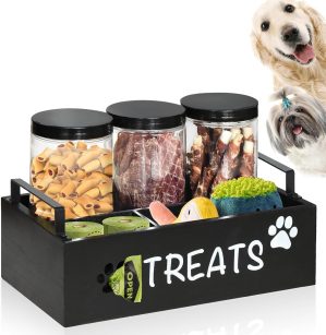 SOWA Dog Treat Container,Dog Food Storage Container for Dog and Cat,Cat Food Container for Pet Treat Container,Dog Snacks Treat for Dog Food Storage,Dog Treat Jars for Kitchen Counter Lids Airtight