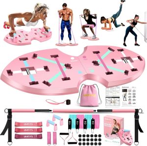 LALAHIGH Push Up Board, Portable Home Workout Equipment for Women & Men, Core Sliders for Body Toning & Strength Training – Premium Pink Edition