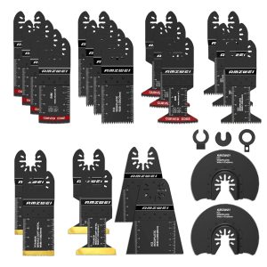 25PCS Titanium Oscillating Tool Blade, Professional Bi-Metal Multitool Blades Kits for Wood Nails, Metal, Plastic, with Japanese Teeth Fit Dewalt Milwaukee Bosch Worx Ryobi
