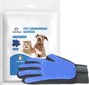 2024 Upgrade Pet Grooming Gloves for Gentle Shedding Dog Washing Gloves Efficient Pets Hair Remove Cat Gloves for Grooming Dog Bathing Gloves -1 Pair(Blue)
