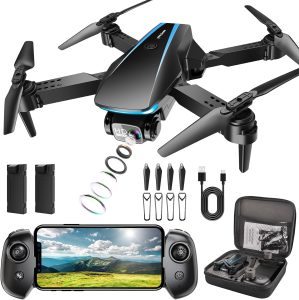 Mini Drone with Camera – 1080P HD Foldable Drone with Stable Hover, Gravity Control, Auto-Follow, Trajectory Flight, 90° Adjustable Lens, One Key Take Off, 2 Batteries, Drones for Adults Kids