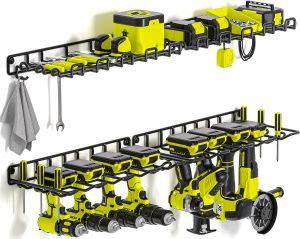 Power Tool Organizer, Max 100lb load & Assembly-free, 8 Slots 2 Layer Heavy Duty Metal, Drill Holder Wall Mounted Tool Storage Rack in Garage/Workshop/Pegboard/Shed Suitable for giving for men