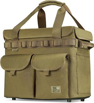 OneTigris Camping Storage Bag with Lid, 25L Collapsible Tactical Tote Bag for Outdoor Camping Travel Picnic Garage Trunk Organizer