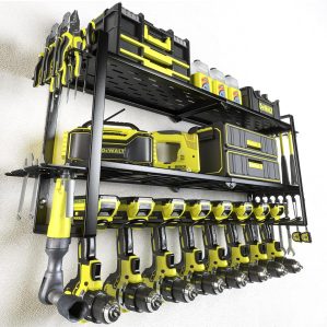 Power Tool Organizer for Tool Storage, 8 Drill Holder Wall Mount, Tool Holder and Storage Rack for Garage Organization, Heavy Duty Metal Tool Shelf with Air tool/Screwdriver/Hammer Holder
