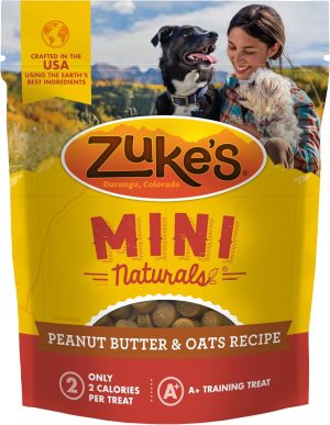 Zuke’s Mini Naturals Soft Chewy Dog Treats For Training Pouch, Natural Treat Bites With Peanut Butter And Oats – 16 oz. Bag