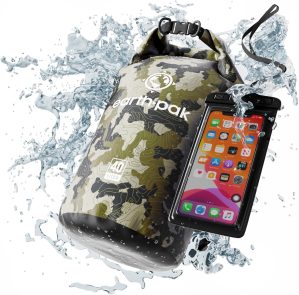 Earth Pak Waterproof Dry Bag – Roll Top Waterproof Backpack Sack Keeps Gear Dry for Kayak with Waterproof Phone Case