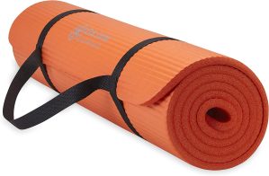 Gaiam Essentials Thick Yoga Mat Fitness & Exercise Mat with Easy-Cinch Yoga Mat Carrier Strap, 72″L x 24″W x 2/5 Inch Thick
