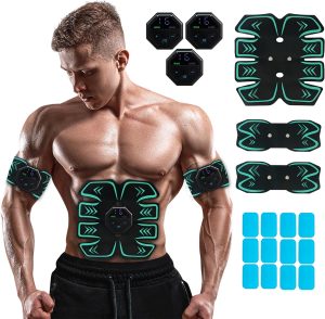 ABS Stimulator Muscle Trainer, Abs Workout Equipment USB Rechargeable for Men and Woman, Portable Unisex Fitness Gear for Abdomen/Arm/Leg Train, Black