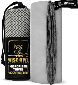 Wise Owl Outfitters Camping Towel – Camping Accessories, Quick Dry Microfiber Towel for Travel, Hiking, Yoga, Workout, and Backpacking