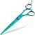 Dog Grooming Scissors: 7″ Straight Pet Shears Skeletonized blade Made Of Japanese 440C for Trimming Dogs Cats and Other Pets Green