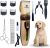 Dog Clippers for Grooming | 12 Pcs Set | Low Noise | Rechargeable | Professional Dog Grooming Kit | Dog Grooming Clippers (Gold with LED Display)