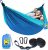 SZHLUX Camping Hammock Double Portable Hammocks Camping Accessories and Camping Gear,Great for Hiking,Outdoor,Beach,Camping, Dark Blue & Sky Blue, Large