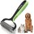 Pet Grooming Supplies – 2-in-1 Professional Undercoat Rake and Pet Brush | Shedding Control for Long Haired Dogs and Cats, Deshedding Tool, Furminator for Dogs, Green