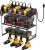 JUNNUJ Power Tool Organizer with 10 Outlet Power Strip, 3 Layer Wall Mount Drill Holder with Charging Station, 4 Drills Storage Shelf Shop Garage Utility Rack, Black