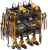 CCCEI Modular Pegboard Rack Power Tool Organizer with Charging Station. 4 Layer Wall Mount Drill Holder, Yellow Tool Battery Charger Organizer. Garage Shop Storage Utility Shelf with Power Strip.