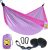 SZHLUX Kids Hammock – Kids Camping Gear, Camping Accessories with 2 Tree Straps and Carabiners for Indoor/Outdoor Use, Pink & Light Purple