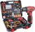 Tool Set with Drill, 108Pcs Cordless Drill Household Power Tools Set with 16.8V Lithium Driver Claw Hammer Wrenches Pliers DIY Accessories Tool Kit