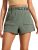 CRZ YOGA Women’s Waterproof Stretch Hiking Shorts: Mid Rise Summer Outdoor Golf Workout Shorts Zip Pockets with Belt – 3”