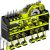 Power Tool Organizer, 15 Min Quick Assembly & Max 150lb load by Heavy Duty Metal, 6 Slots for Cordless Drill with 4 Outlet Power Strip in Garage/Workshop/Pegboard Suitable for Father Day